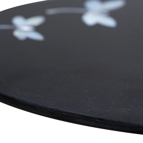 Round End Table with Mother of Pearl Inlay,